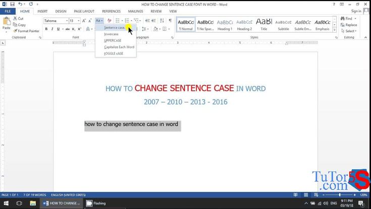 change sentance case in word for mac